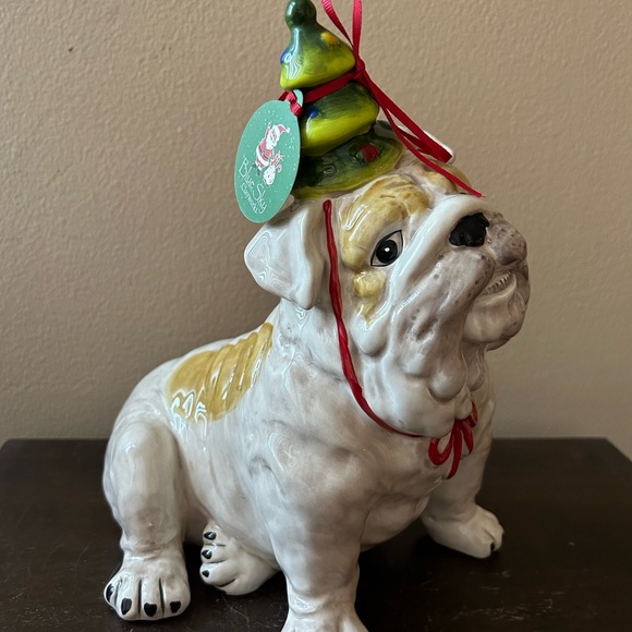 Blue Sky Clayworks Penny Holiday Bull Dog Figurine Christmas Tree Hat NWT - Picture 2 of 5